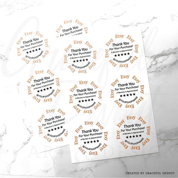 Etsy- 2" (inches) Thank You Round Sticker- 2" (inches) (48ct.)[GD36-48] - Picture 6 of 6